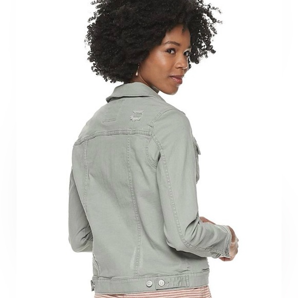 Sonoma The Everyday Jacket Women's XS Stretch Denim Jean Button Up Green Pockets - Picture 15 of 16